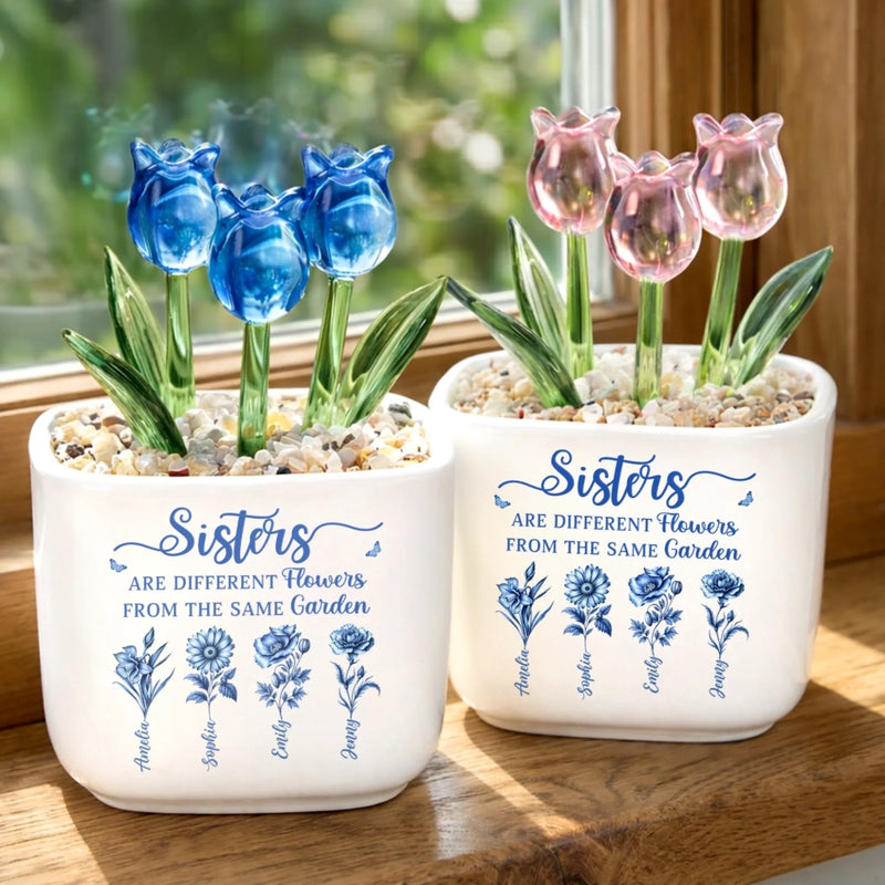 Custom Glass Everlasting Tulips - Personalized Best Friend Birthday Gifts For Women, Besties, Sisters, BFF -  Sisters, Rooted In The Same Love