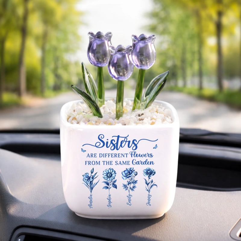 Custom Glass Everlasting Tulips - Personalized Best Friend Birthday Gifts For Women, Besties, Sisters, BFF -  Sisters, Rooted In The Same Love