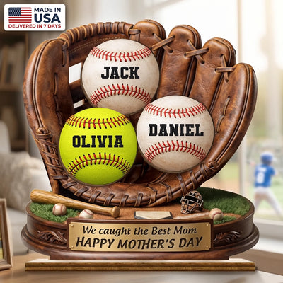 Custom 2-Layered Wooden Plaque - Personalized Mother's Day Birthday Gifts For Mom - You’re Our Greatest Catch