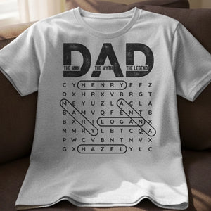 Custom Word Search Puzzle Unisex T-shirt, Premium T-shirt, Hoodie - Personalized Father's Day Birthday Gifts For Dad, Grandpa - Dad Always Leads The Way