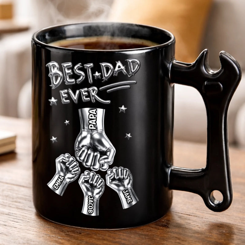 Custom Coffee Mug With Wrench Handle - Personalized Father's Day Birthday Gifts For Dad, Grandpa - You Are My Hero