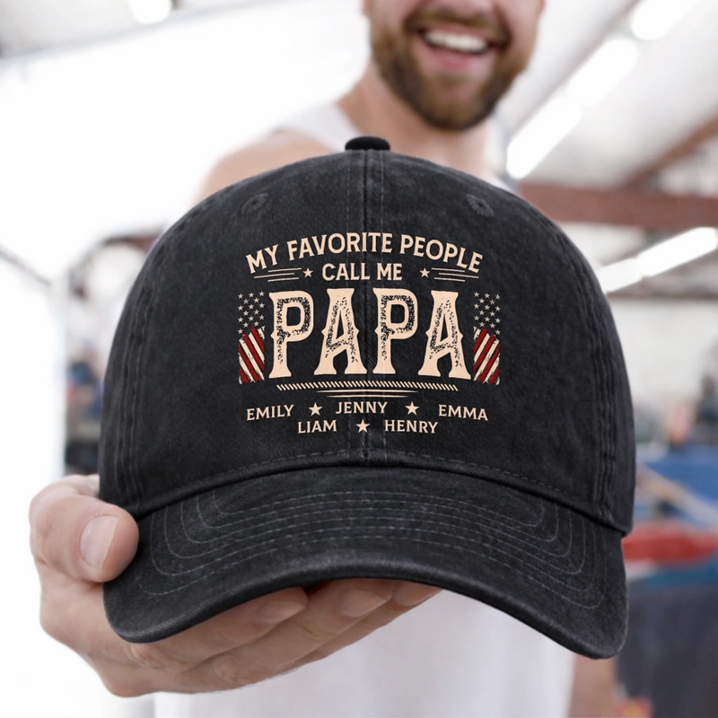 Custom Vintage Washed Denim Baseball Cap - Personalized Father's Day Birthday Gifts For Dad, Grandpa - The Man The Myth Dad