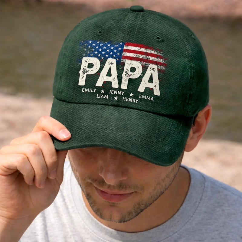 Custom Vintage Washed Denim Baseball Cap - Personalized Father's Day Birthday Gifts For Dad, Grandpa - Grandpa Vintage Vibes