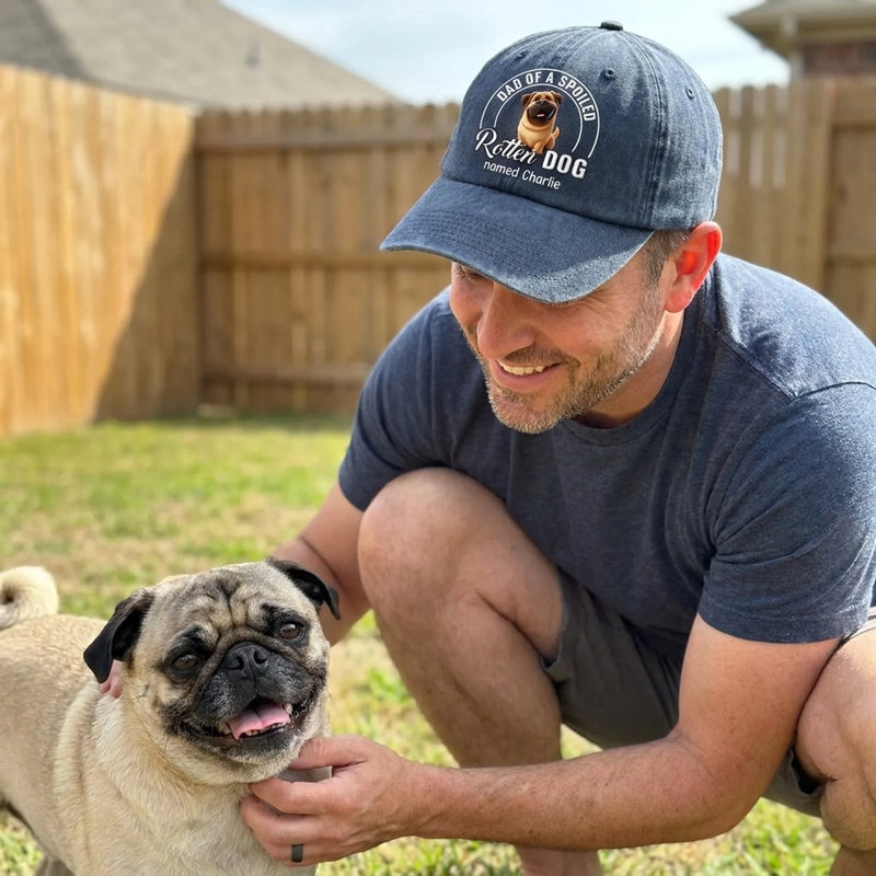 Master Of The Meow & Woof Crew - Dog & Cat Personalized Custom Vintage Washed Denim Baseball Cap - Father's Day, Mother's Day, Gift For Mom, Dad, Pet Owners, Pet Lovers