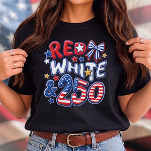 Unisex T-shirt, Premium T-shirt, Hoodie - America 250th Anniversary Gifts For Men And Women – Red White Blue Glitter Style