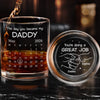 Custom Whiskey Glass With Bottom And Side Engraving - Personalized Father's Day Gifts For New Dad, Grandpa, Wine, Bourbon, Whiskey Lovers - Dad Is Doing Great