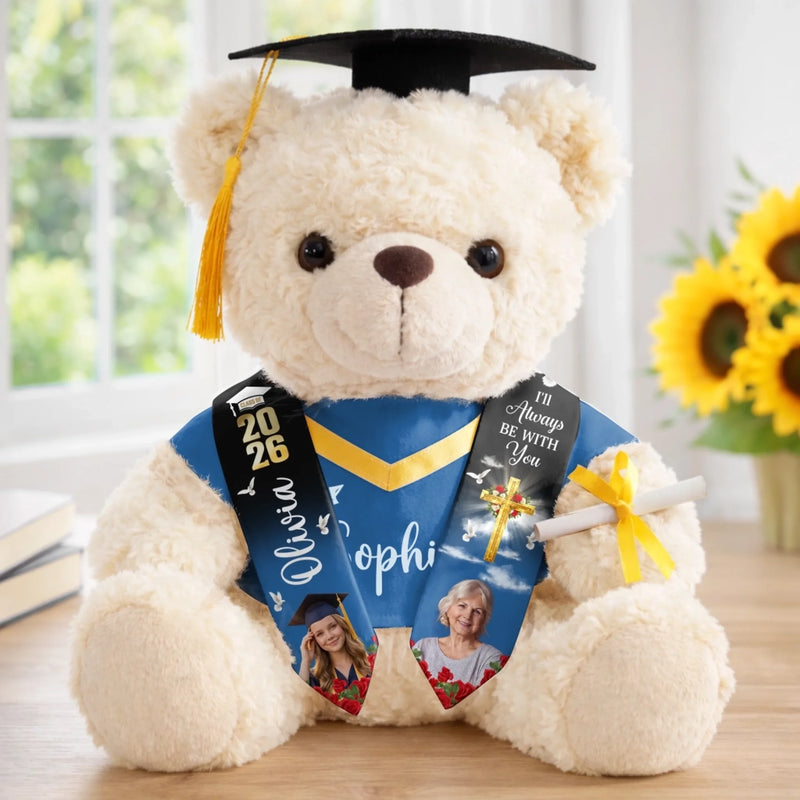 Custom Photo Graduation Teddy Bear - Personalized Memorial Sympathy Graduation Gifts For Him, Her - In Loving Memory, I Graduate For You