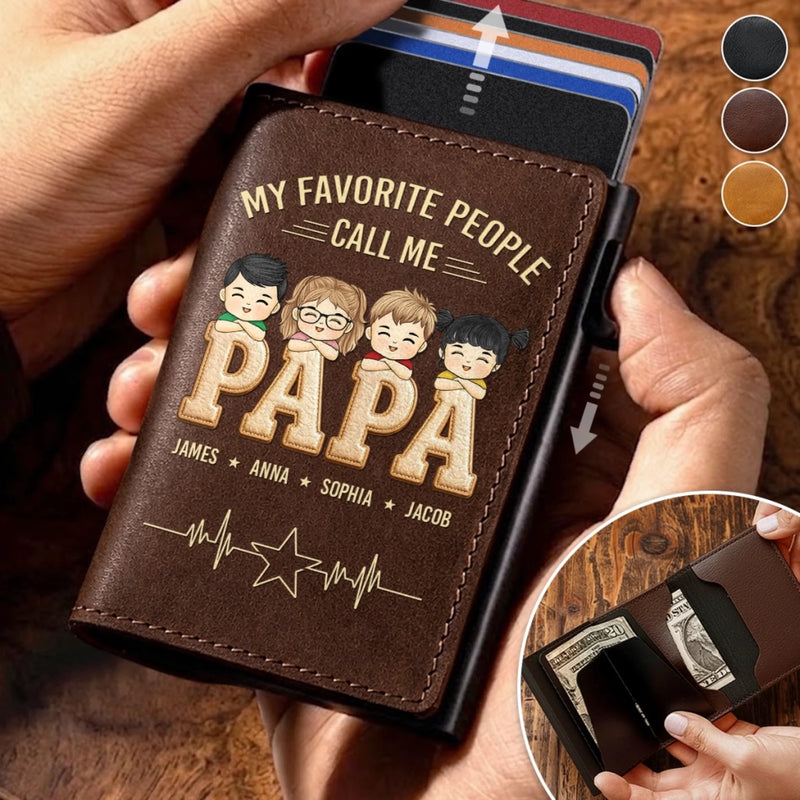 Custom Pop-Up Leather Wallet - Personalized Father's Day Gifts For Dad, Grandpa - The Man, The Myth, The Dad