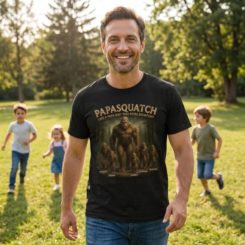 Like A Papa Just Way More Squatchy - Family Personalized Custom Unisex T-shirt, Premium T-shirt, Hoodie - Father's Day, Gift For Dad, Grandpa