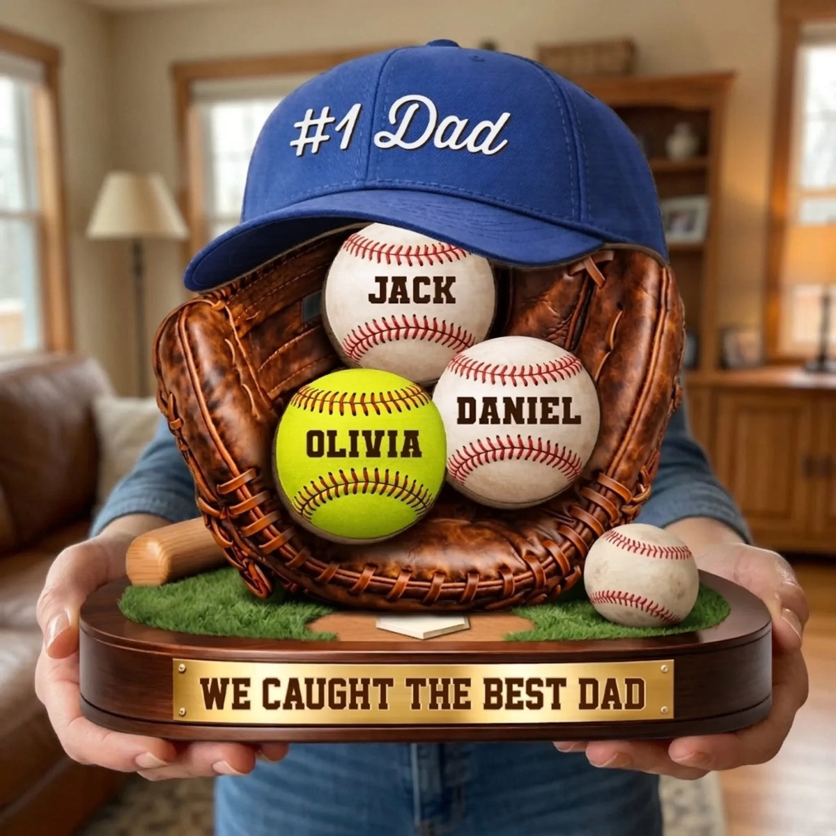 Custom 2-Layered Wooden Plaque - Personalized Father's Day Birthday Gifts For Dad, Grandpa - Built By Love Led By Dad