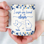 Custom Long Distance Mug - Personalized Best Friend Birthday Gifts For Women, Besties, Sisters, BFF - Friendship With No Borders