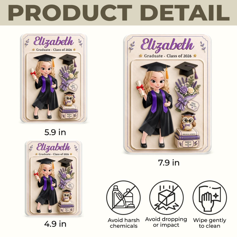 Custom Action Figure Acrylic Plaque - Personalized Graduation Gifts For Her - She Believed, She Achieved