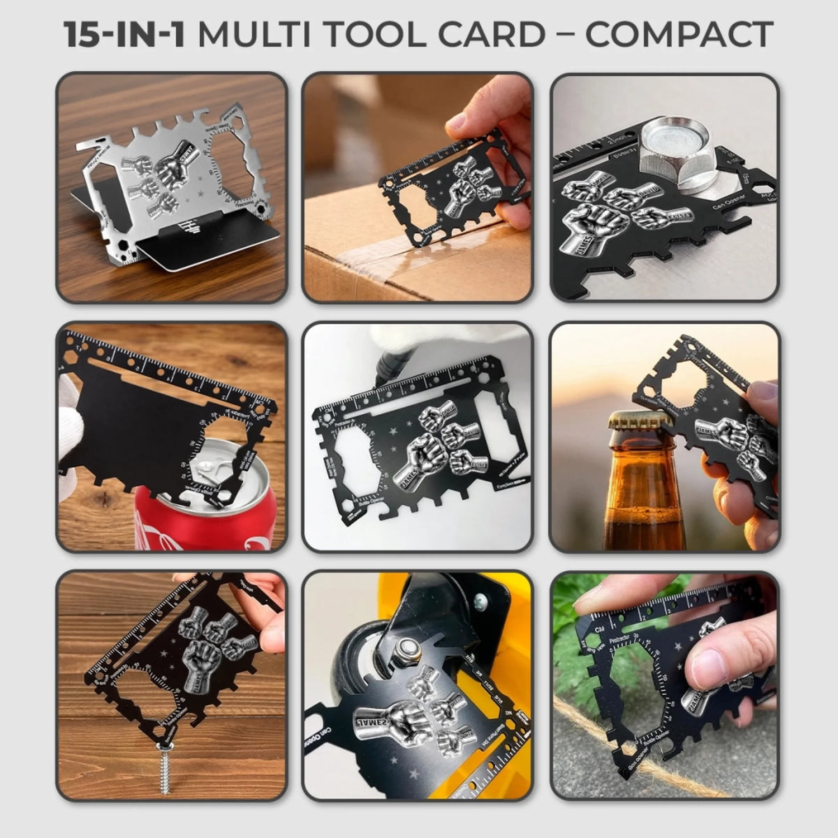 Custom Multi Tool Card With Leather Case - Personalized Father's Day Birthday Gifts For Dad, Grandpa - Built With Love And Strength