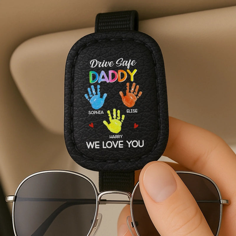 Custom Leather Car Visor - Personalized Father's Day Gifts For Dad, Grandpa - Safe Miles, Happy Trails