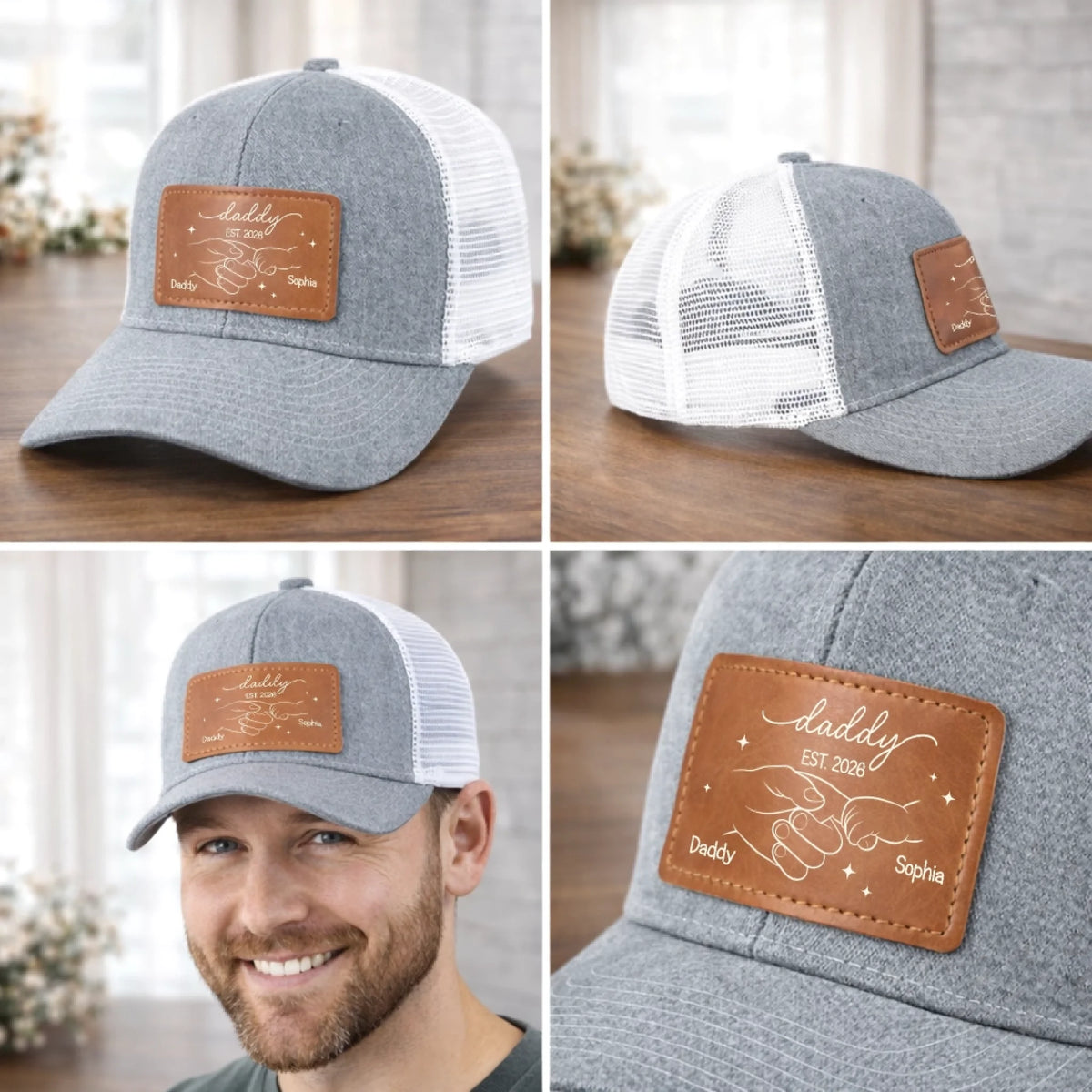 Custom Leather Patch Hat – Personalized Father's Day Gifts For New Dad, Grandpa – Legendary Daddy Vibe