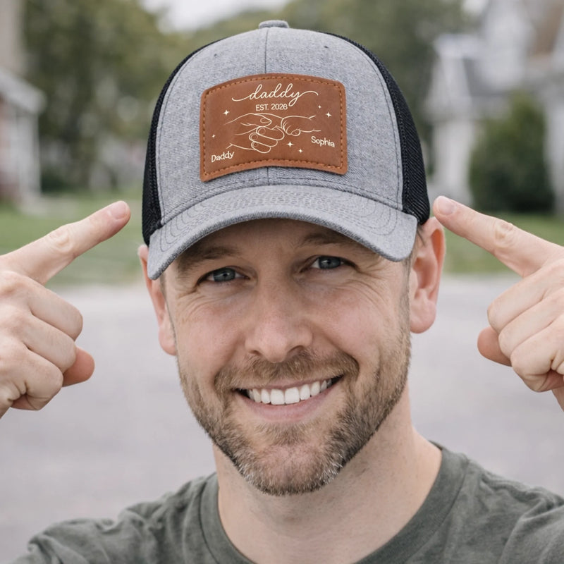 Custom Leather Patch Hat – Personalized Father's Day Gifts For New Dad, Grandpa – Legendary Daddy Vibe