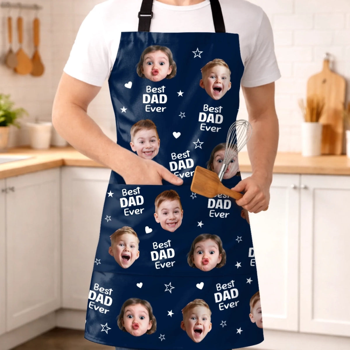 Custom Photo Apron With Pocket - Personalized Father's Day Birthday Gifts For Dad, Grandpa - Loved By Many Hearts