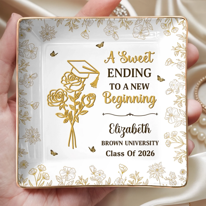 Custom Full-Print Jewelry Dish - Personalized Graduation Gifts For Him, Her - Blooming Into Her Next Era