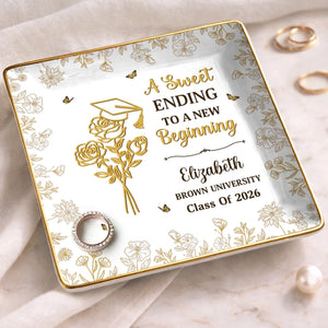 Custom Full-Print Jewelry Dish - Personalized Graduation Gifts For Him, Her - Blooming Into Her Next Era