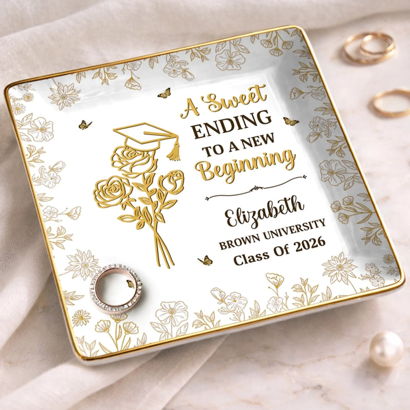 Custom Full-Print Jewelry Dish - Personalized Graduation Gifts For Him, Her - Blooming Into Her Next Era