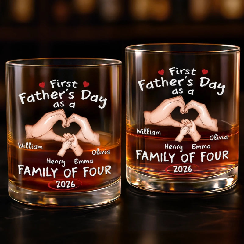 Custom Whiskey Glass - Personalized Father's Day Gifts For New Dad, Wine, Bourbon, Whiskey Lovers - New Dad, New Adventures