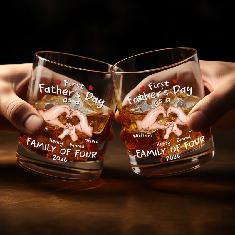 Custom Whiskey Glass - Personalized Father's Day Gifts For New Dad, Wine, Bourbon, Whiskey Lovers - New Dad, New Adventures
