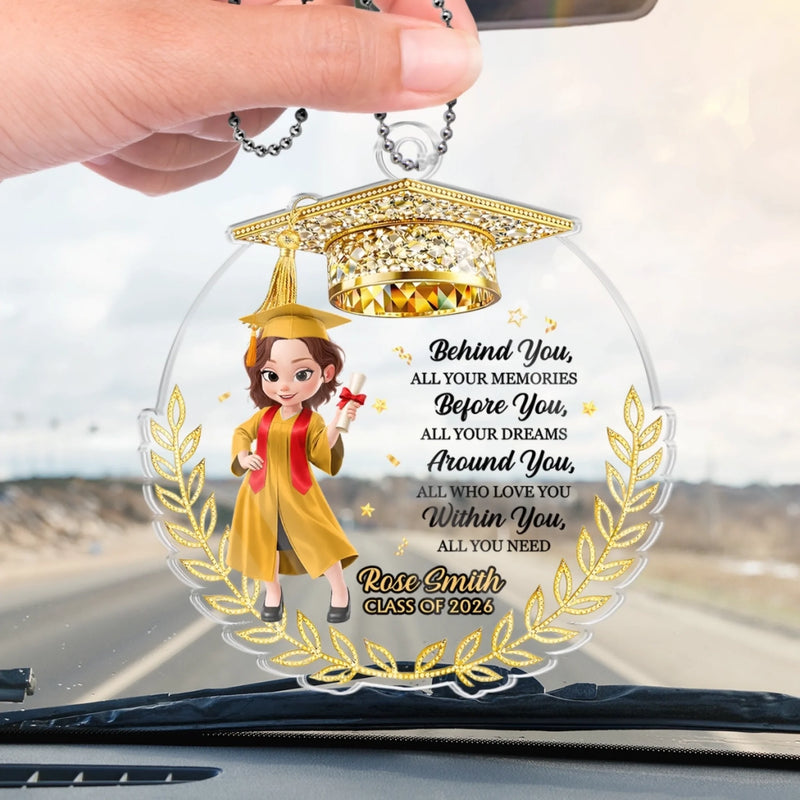 Custom Acrylic Car Ornament - Personalized Graduation Gifts For Her - Graduation Glow On The Go
