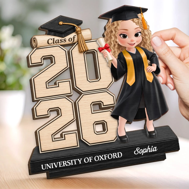 Custom 2-Layered Wooden Plaque - Personalized Graduation Gift For Her - She Believed, She Achieved