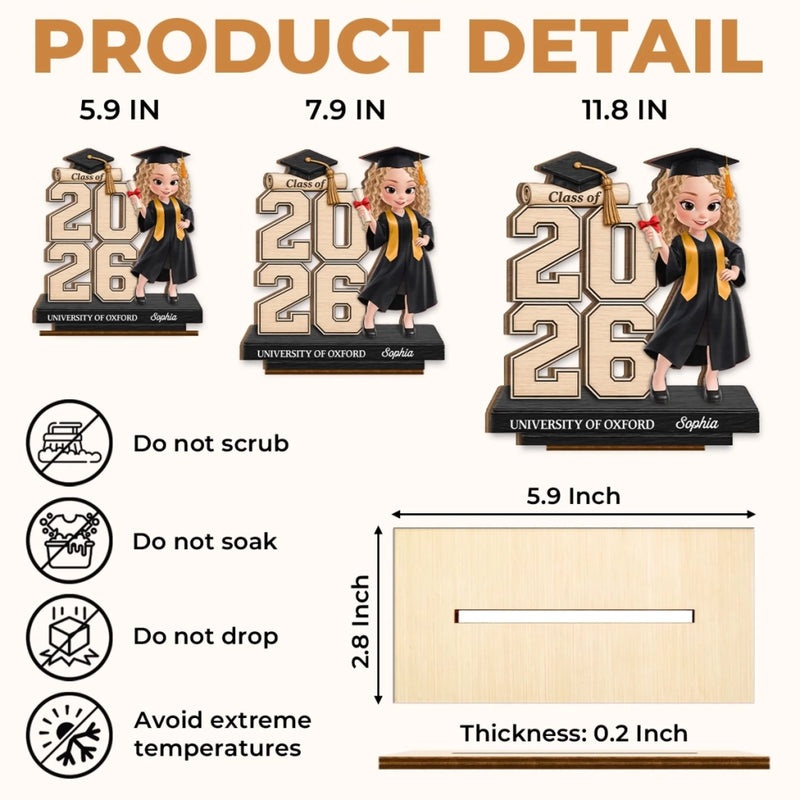 Custom 2-Layered Wooden Plaque - Personalized Graduation Gift For Her - She Believed, She Achieved