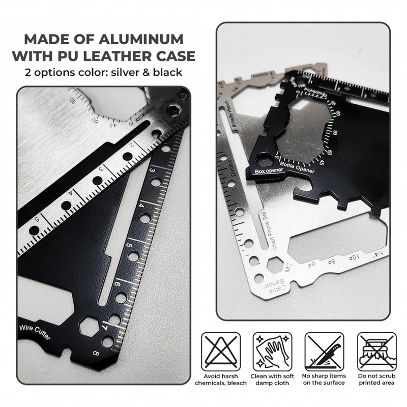 Custom Multi Tool Card With Leather Case - Personalized Father's Day Birthday Gifts For Dad, Grandpa - Crafted With Love And Strength