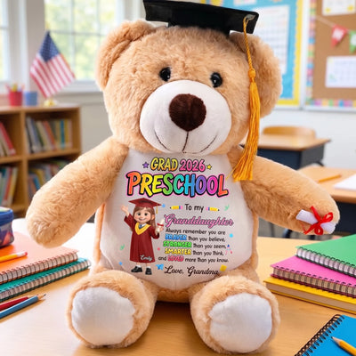 Custom Graduation Plush Bear - Personalized Graduation Gifts For Kids - Little Grad, Big Dreams
