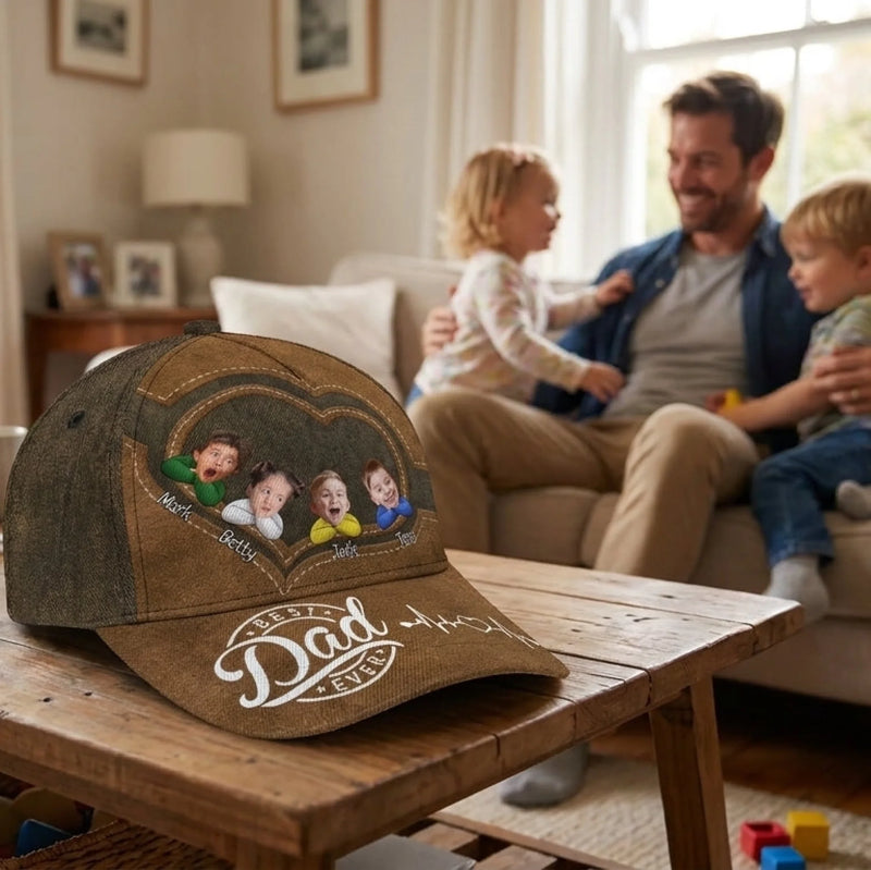 Custom Photo Best Papa Ever - Family Personalized Custom Hat, All Over Print Classic Cap - Father's Day, Gift For Dad, Grandpa