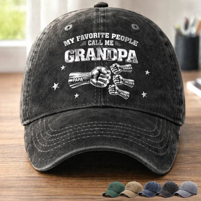 Custom Vintage Washed Denim Baseball Cap - Personalized Father's Day Birthday Gifts For Dad, Grandpa - Forever Your Little One