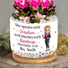 Custom Home Decor Ceramic Plant Pot - Personalized Birthday Gifts For Teachers - She Teaches With Kindness