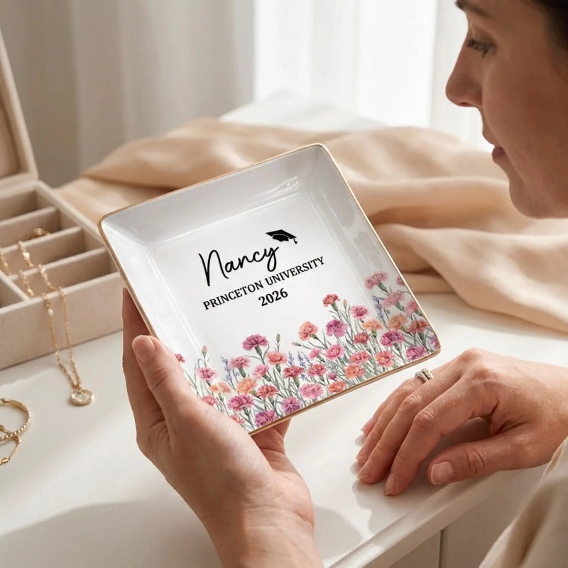 Custom Full-Print Jewelry Dish - Personalized Graduation Gifts For Her, Him - A Milestone In Full Bloom