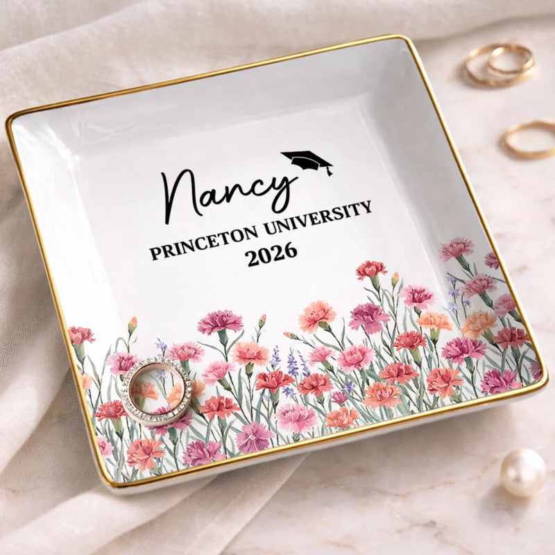 Custom Full-Print Jewelry Dish - Personalized Graduation Gifts For Her, Him - A Milestone In Full Bloom