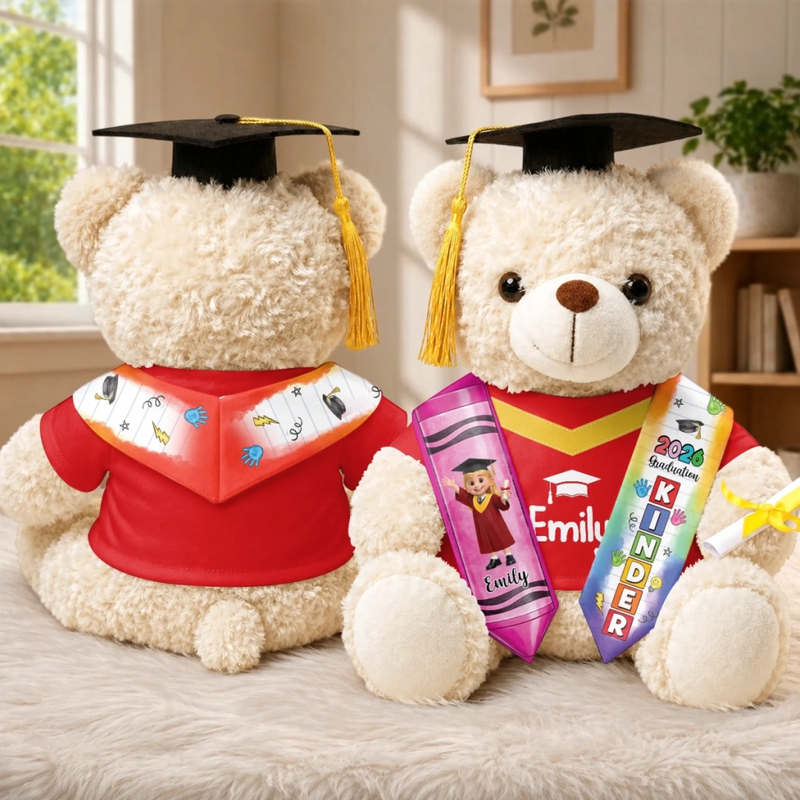 Custom Kids Graduation Teddy Bear - Personalized Graduation Gifts For Kids - First Cap, First Milestone