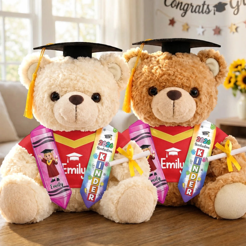 Custom Kids Graduation Teddy Bear - Personalized Graduation Gifts For Kids - First Cap, First Milestone