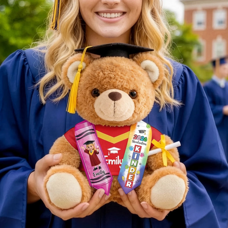 Custom Kids Graduation Teddy Bear - Personalized Graduation Gifts For Kids - First Cap, First Milestone