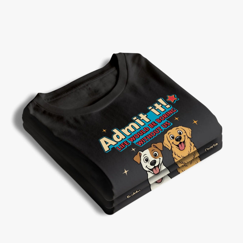 Custom Unisex T-shirt, Premium T-shirt, Hoodie - Personalized Father's Day Gifts For Dog Lovers, Dog Dad And Mom - Happy Chaos, Happy Dad