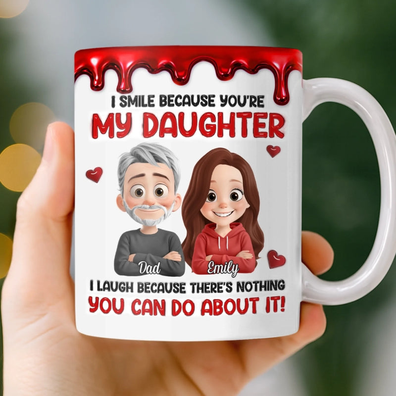 Custom 3D Inflated Effect Printed Mug - Personalized Birthday Gifts For Daughter - Dad’s Forever Troublemaker