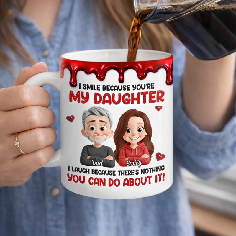 Custom 3D Inflated Effect Printed Mug - Personalized Birthday Gifts For Daughter - Dad’s Forever Troublemaker