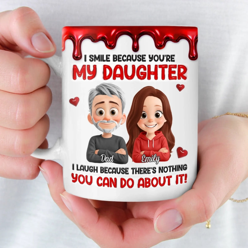 Custom 3D Inflated Effect Printed Mug - Personalized Birthday Gifts For Daughter - Dad’s Forever Troublemaker