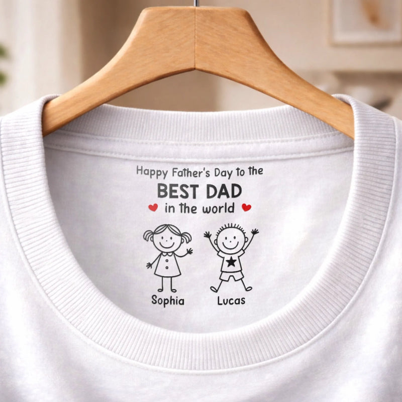 Custom Inside Neck Print T-Shirt - Personalized Father's Day Birthday Gifts For Dad, Grandpa - Dad Is My Greatest Strength