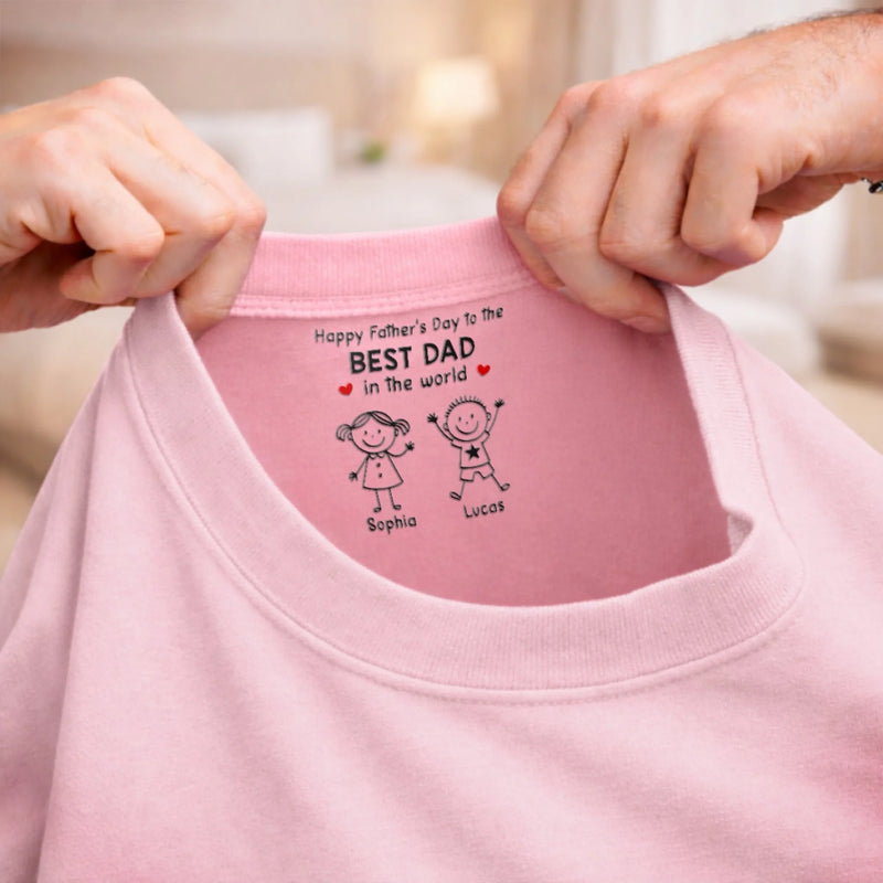 Custom Inside Neck Print T-Shirt - Personalized Father's Day Birthday Gifts For Dad, Grandpa - Dad Is My Greatest Strength