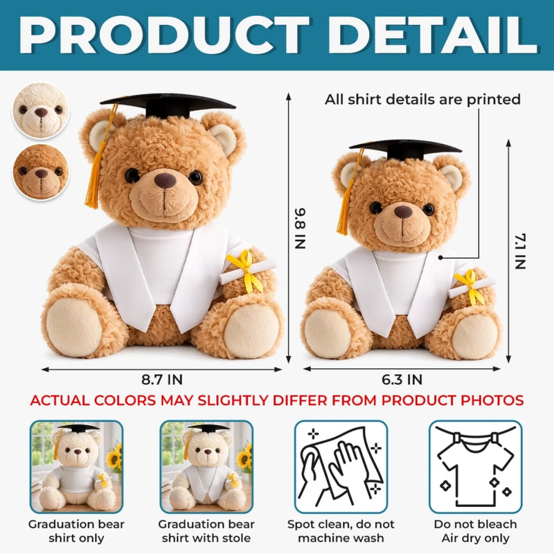 Custom Kids Graduation Teddy Bear - Personalized Graduation Gifts For Kids - Growing Smart, Kind And Brave