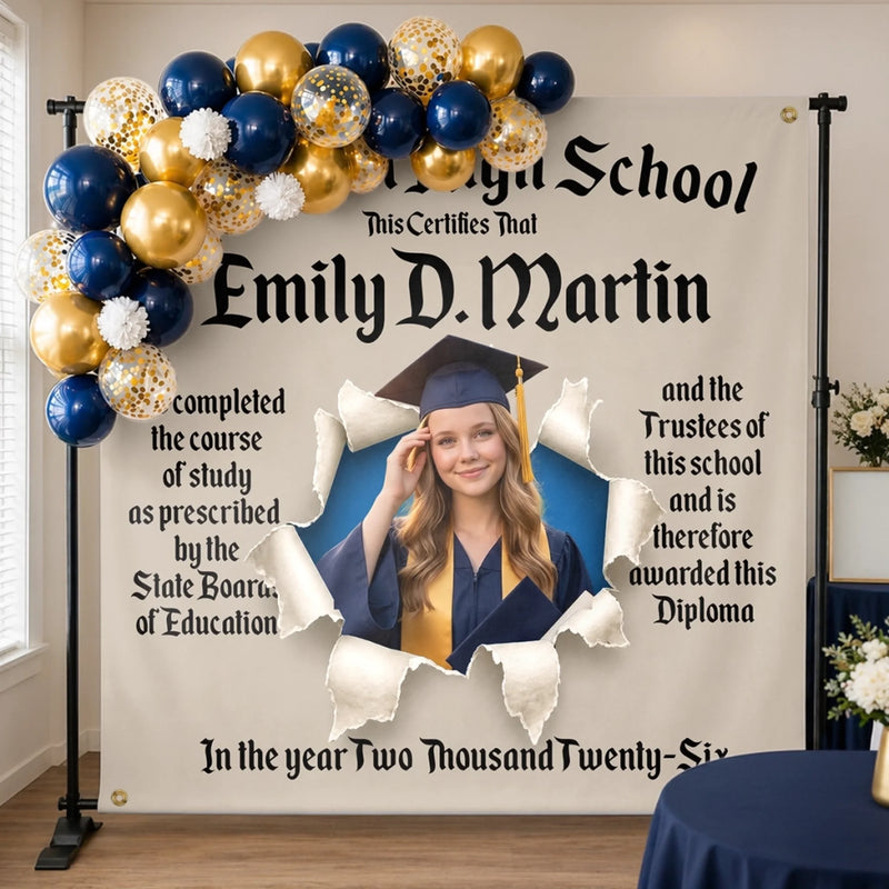 Custom Photo Graduation Backdrop - Personalized Graduation Gifts For Him, Her - Made It And Just Getting Started