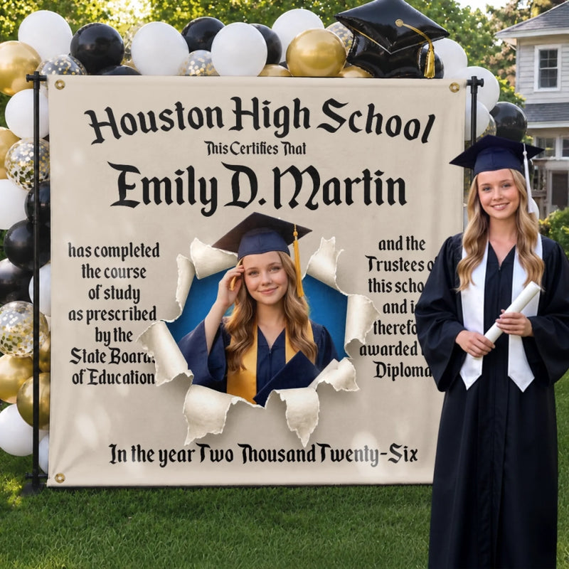 Custom Photo Graduation Backdrop - Personalized Graduation Gifts For Him, Her - Made It And Just Getting Started