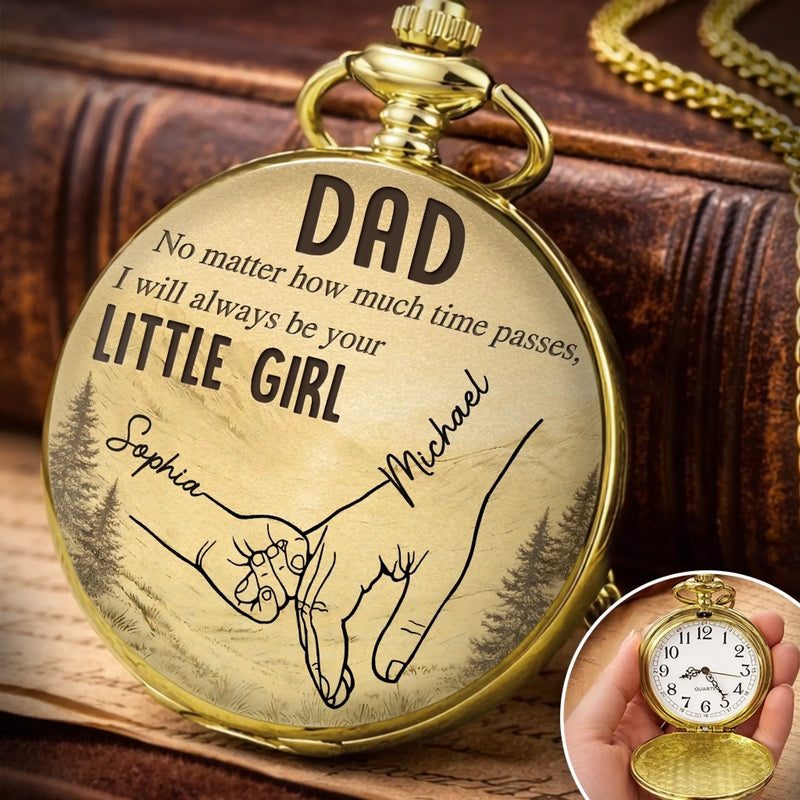 Custom Pocket Watch - Personalized Father's Day Birthday Gifts For Dad, Grandpa - Forever Thankful For Dad