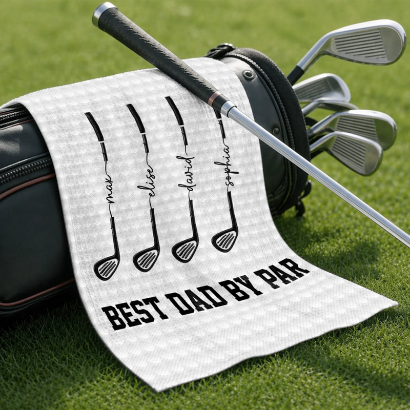 Custom Golf Towel - Personalized Father's Day Birthday Golf Gifts For Dad, Grandpa - Swing, Smile, Repeat